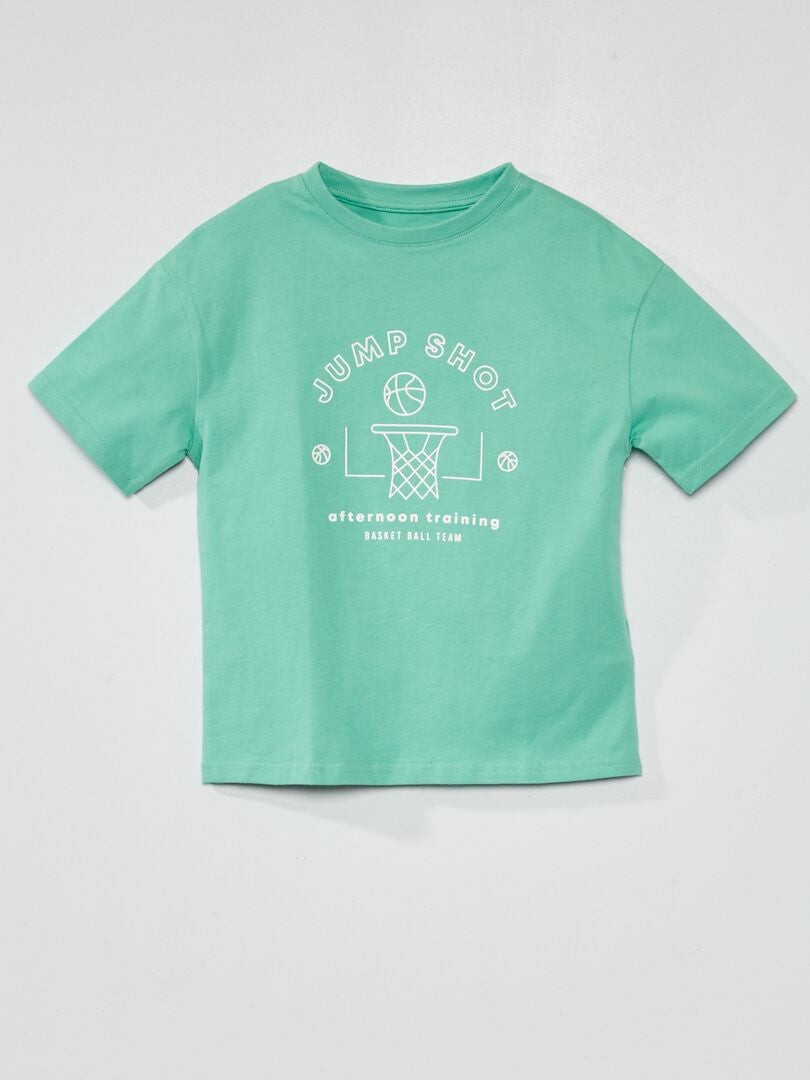T-shirt en jersey avec imprimé Vert 'basket' - Kiabi
