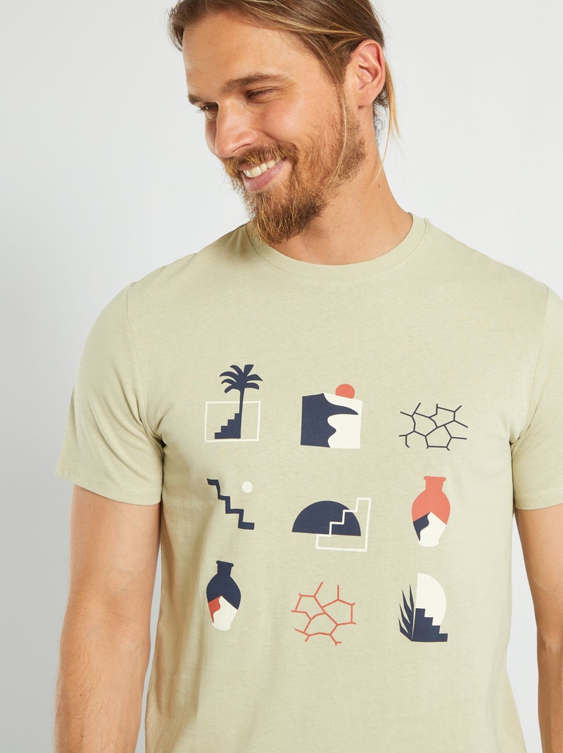 T-shirt en jersey avec imprimé Vert 'symbol' - Kiabi