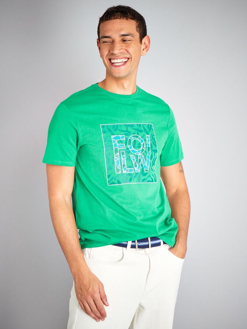 T-shirt en jersey avec imprimé Vert - Kiabi
