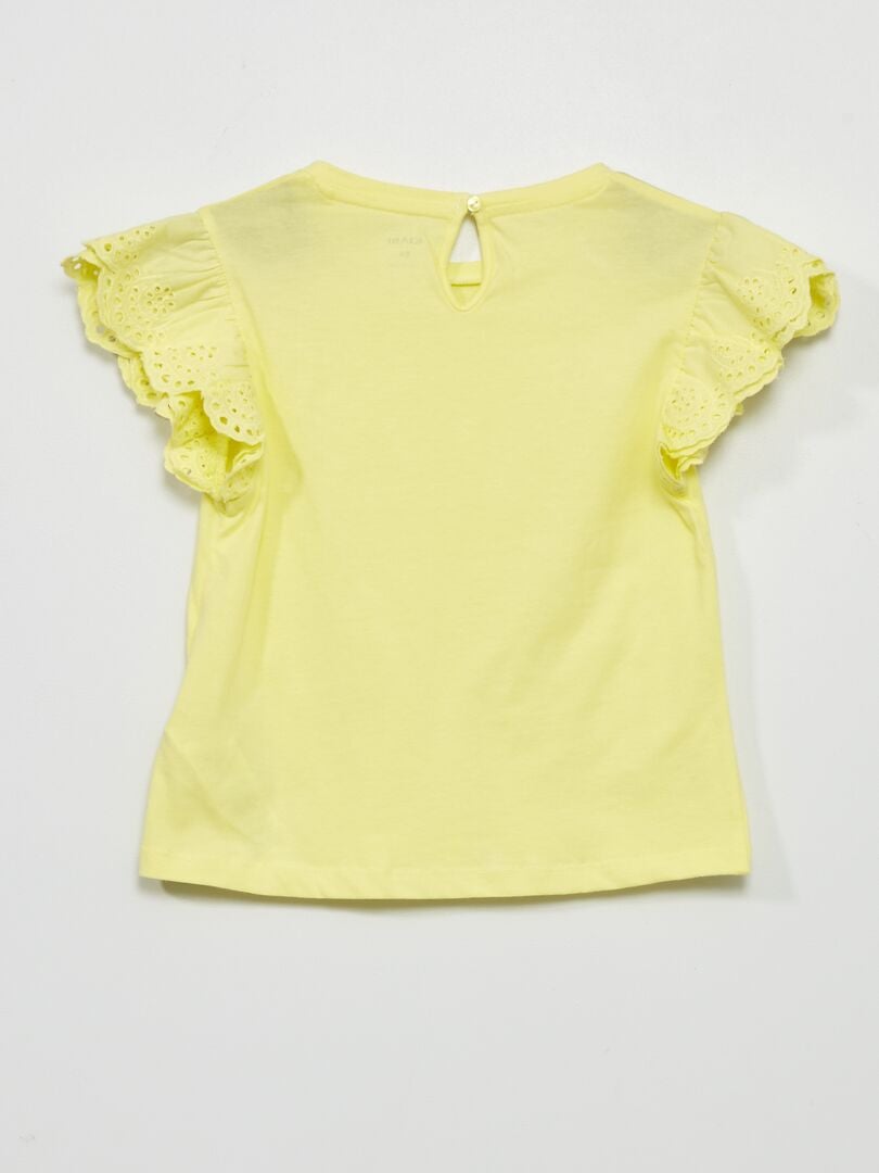 T-shirt en jersey avec manches brodées Jaune - Kiabi