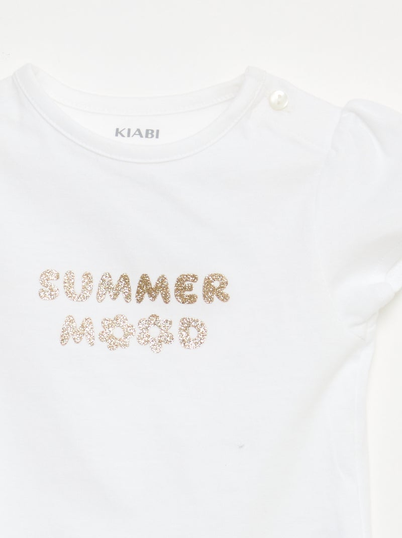 T-shirt en jersey avec manches courtes Blanc - Kiabi