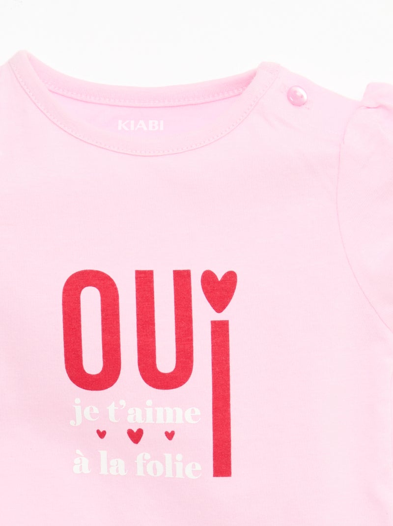 T-shirt en jersey avec manches courtes Rose - Kiabi
