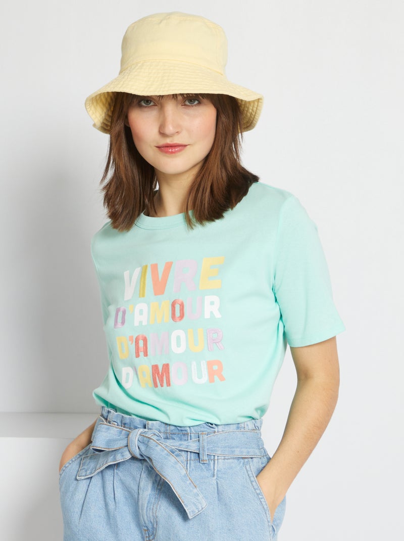 T-shirt en jersey avec message imprimé Vert - Kiabi