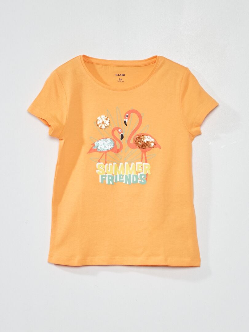 T-shirt en jersey avec motifs fantaisie Orange - Kiabi