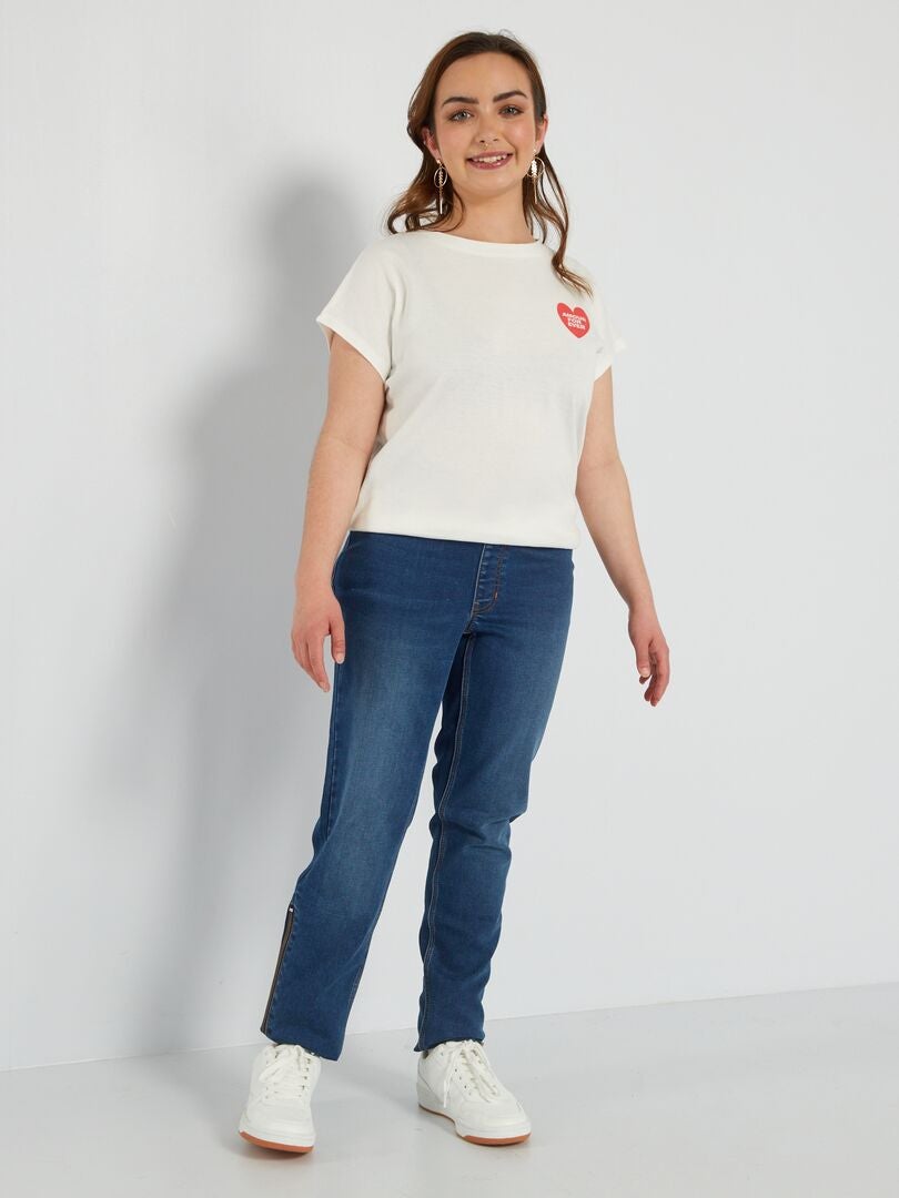 T-shirt en jersey avec ouverture scratch - facile à enfiler Blanc - Kiabi