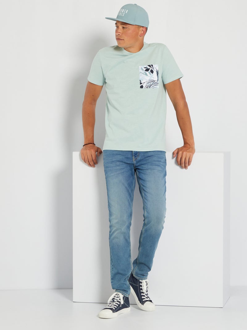 T-shirt en jersey avec poche fantaisie Bleu vert - Kiabi