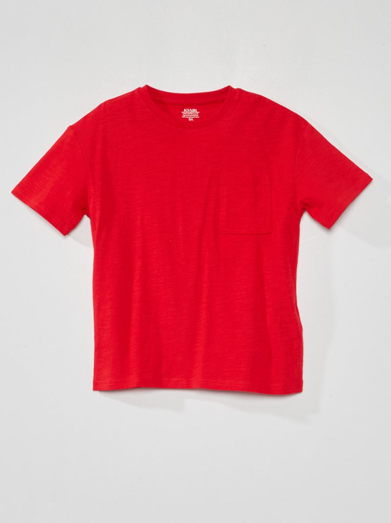 T-shirt en jersey avec poche Rouge - Kiabi