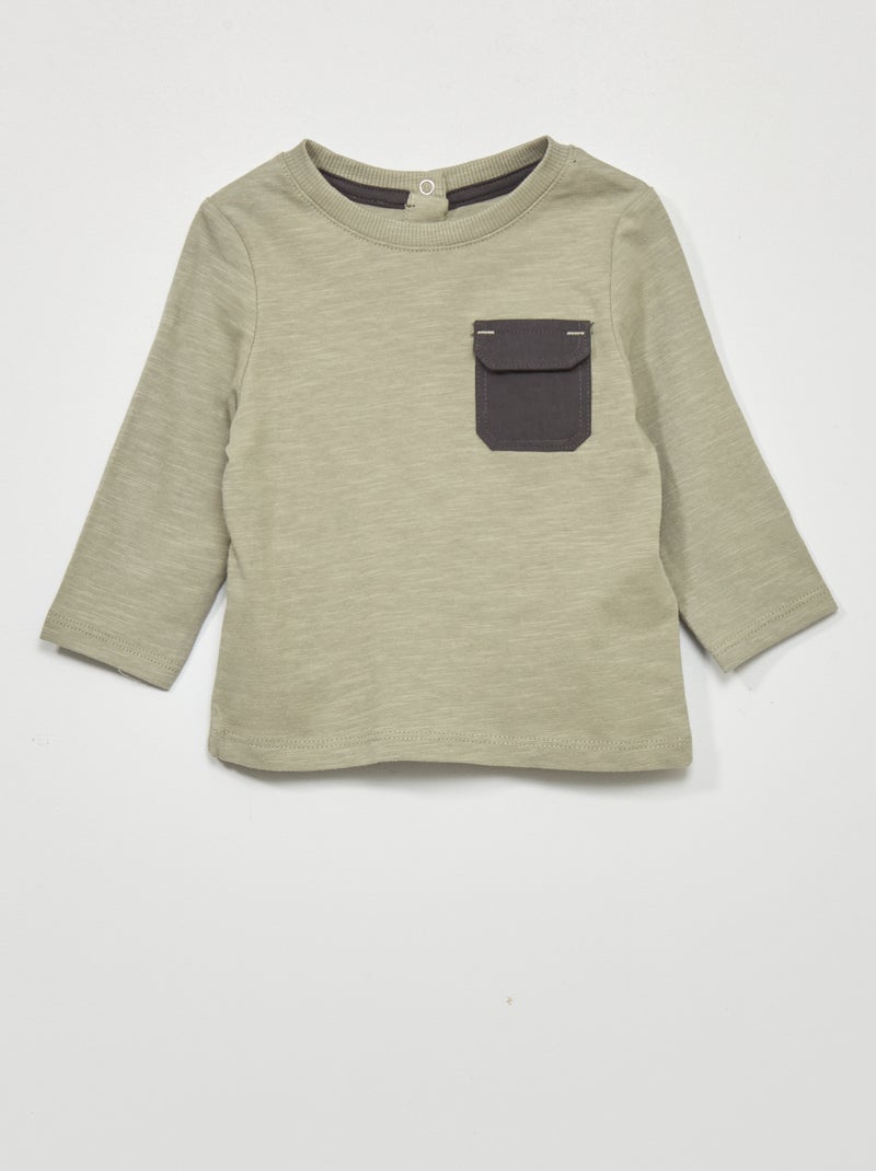 T-shirt en jersey avec poche Vert - Kiabi