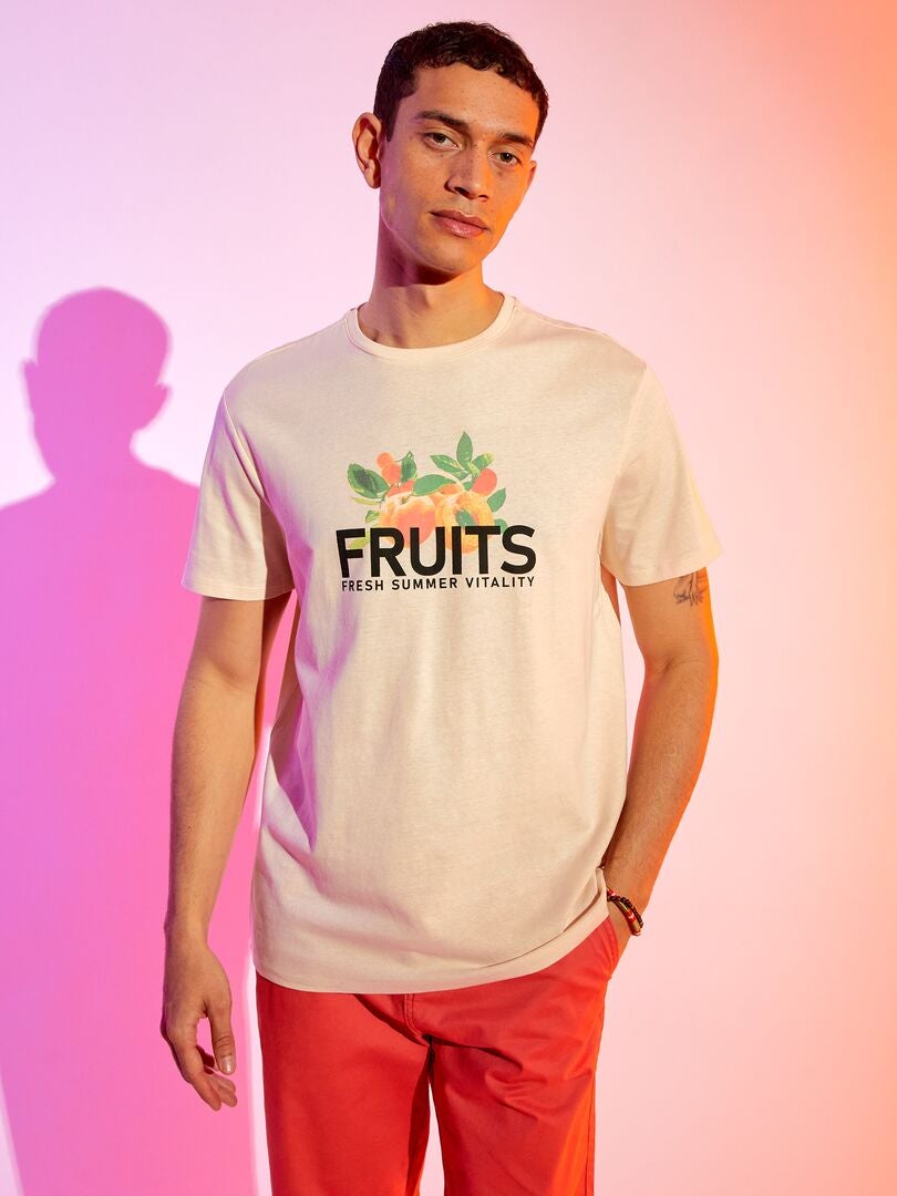 T-shirt en jersey avec print Beige clair - Kiabi