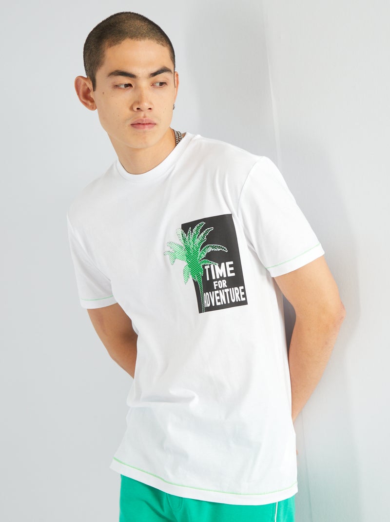 T-shirt en jersey avec print blanc - Kiabi