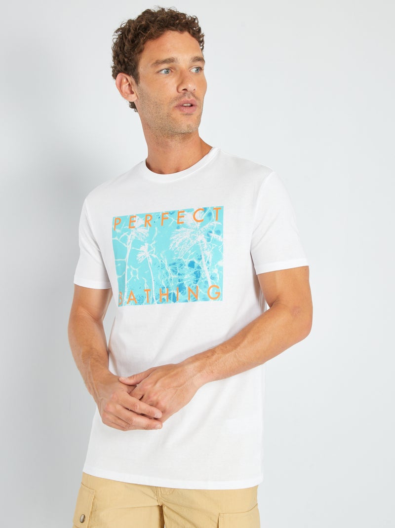 T-shirt en jersey avec print Blanc 'bathing' - Kiabi