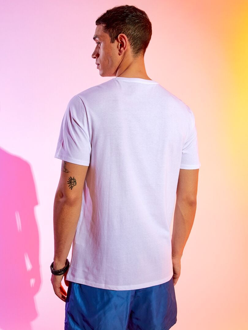 T-shirt en jersey avec print Blanc 'beach' - Kiabi
