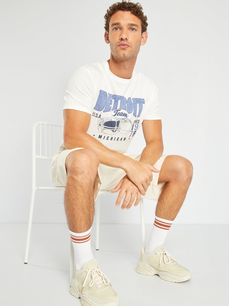 T-shirt en jersey avec print Blanc 'Detroit - Kiabi