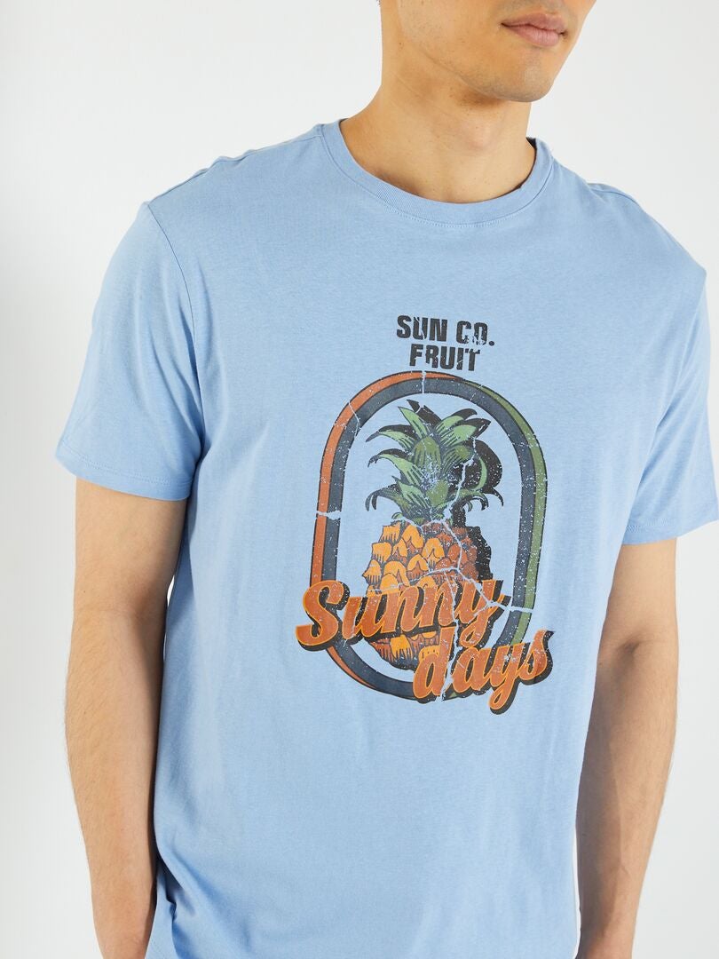 T-shirt en jersey avec print Bleu ciel 'fruit' - Kiabi