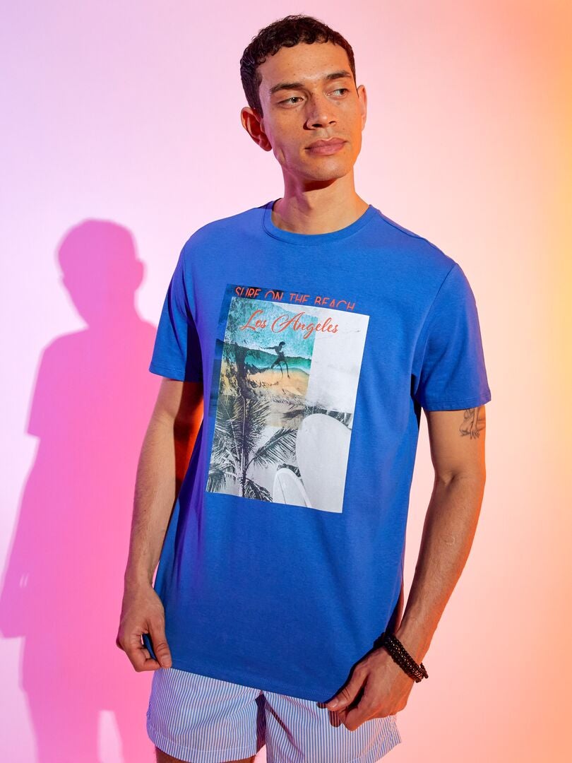 T-shirt en jersey avec print Bleu foncé - Kiabi