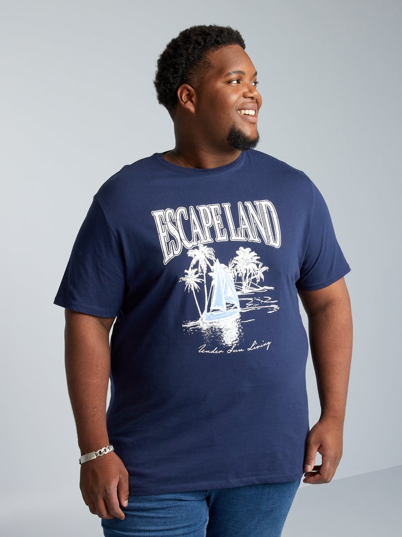 T-shirt en jersey avec print Bleu marine - Kiabi