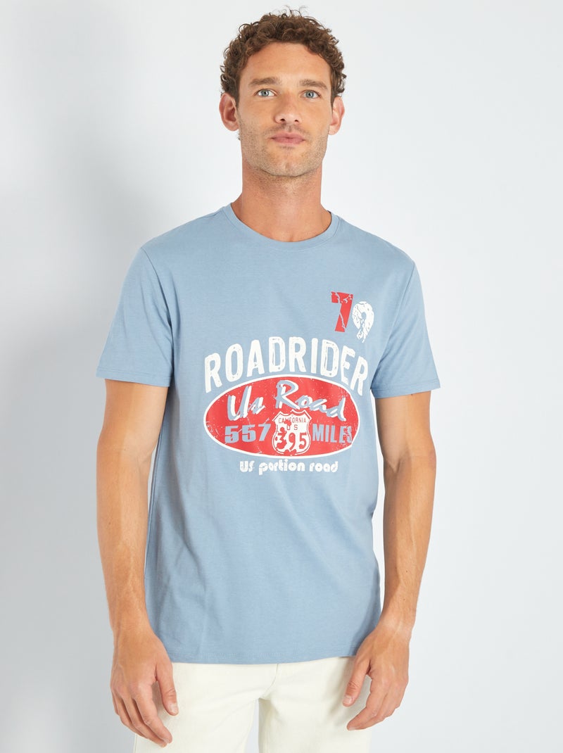 T-shirt en jersey avec print Bleu 'roadrider' - Kiabi
