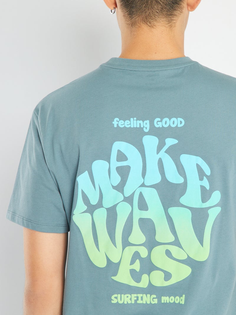 T-shirt en jersey avec print dos Bleu - Kiabi