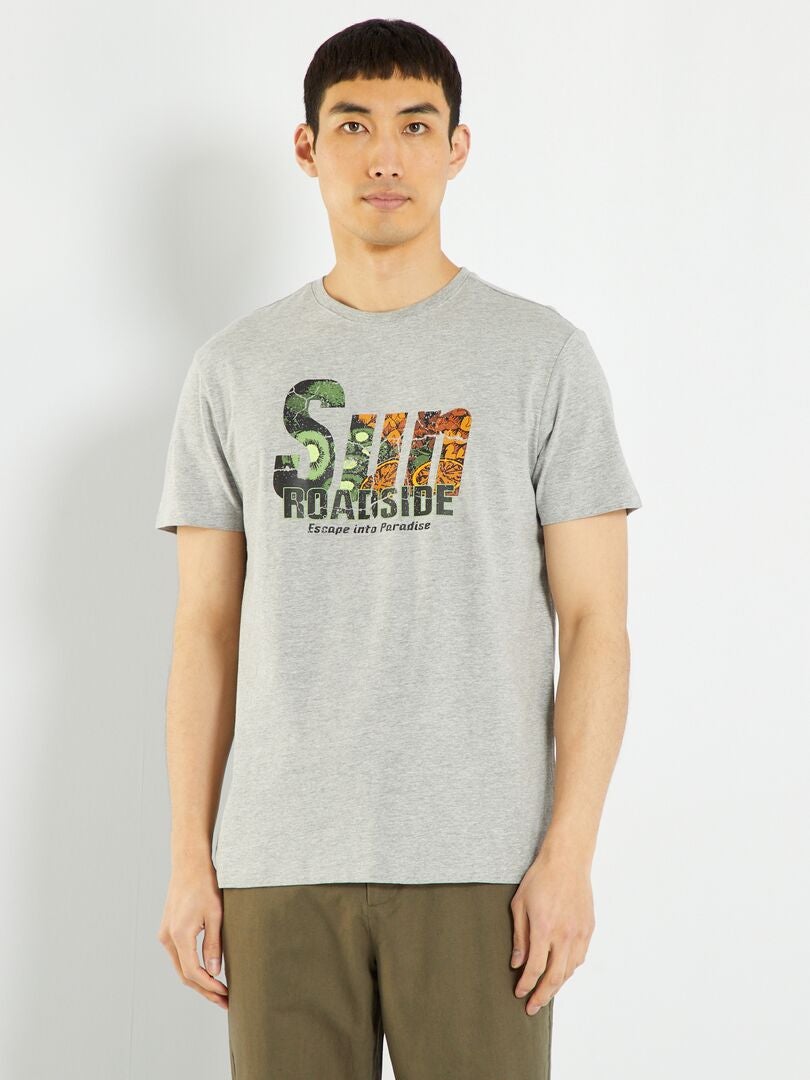 T-shirt en jersey avec print Gris - Kiabi