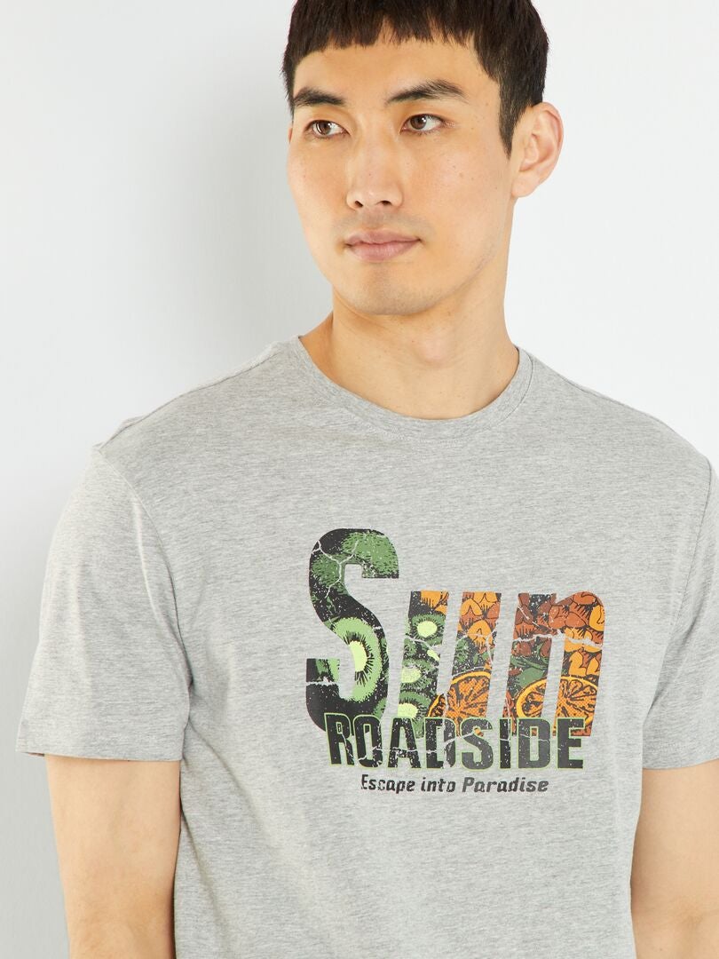 T-shirt en jersey avec print Gris - Kiabi
