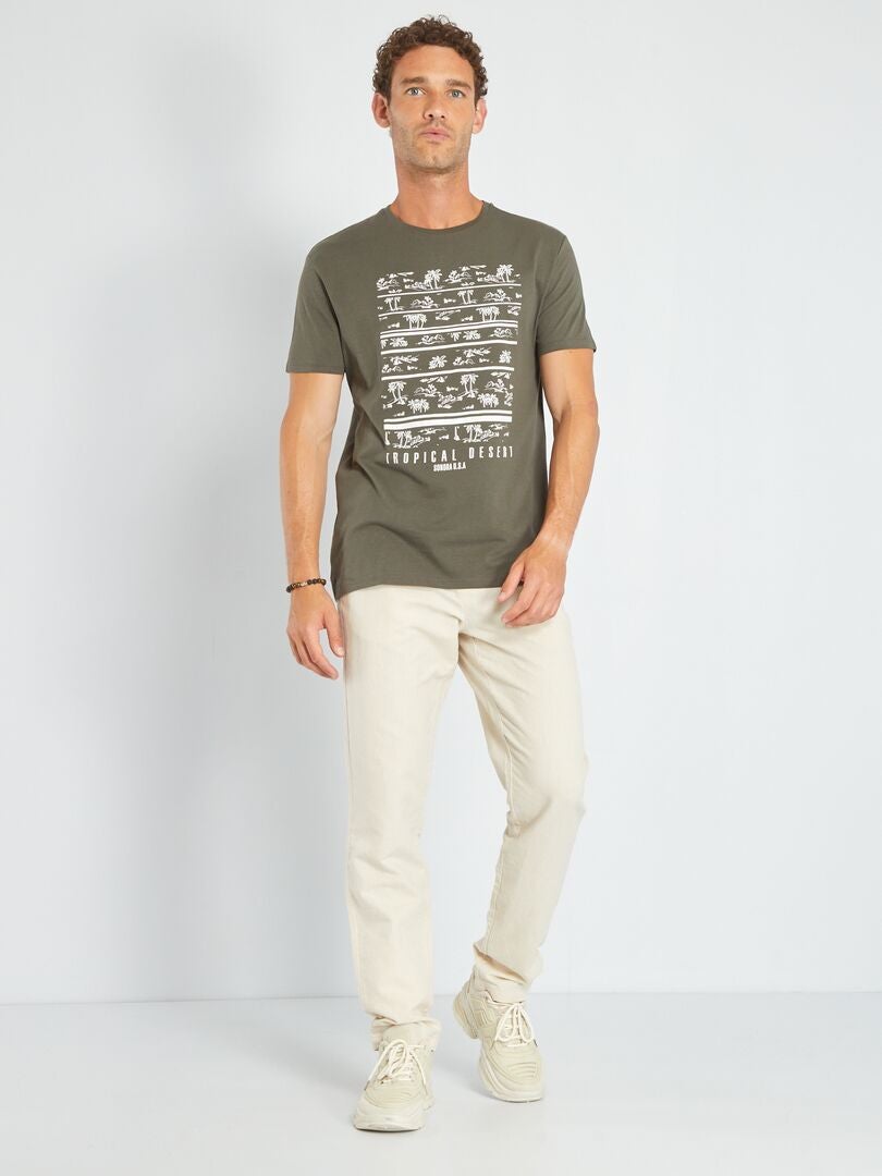 T-shirt en jersey avec print Kaki 'tropical desert' - Kiabi