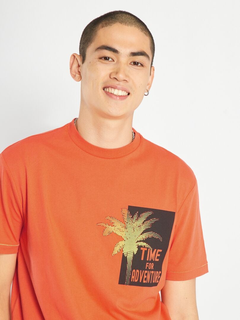 T-shirt en jersey avec print Orange - Kiabi