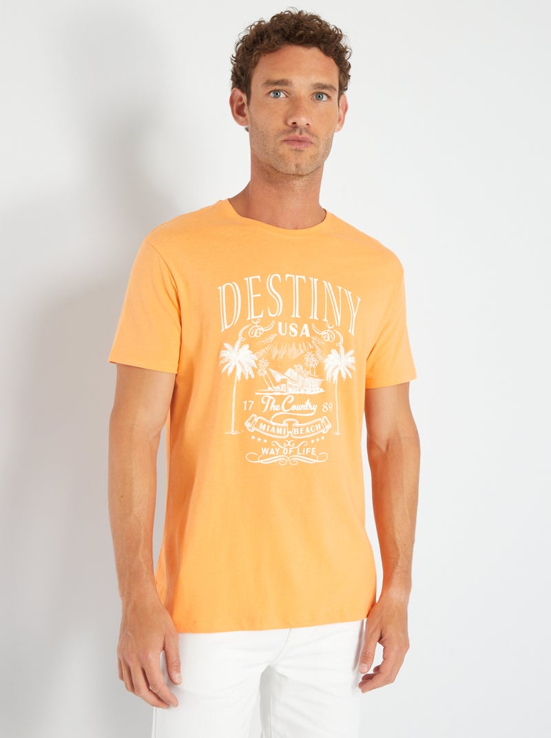 T-shirt en jersey avec print Orange 'destiny' - Kiabi