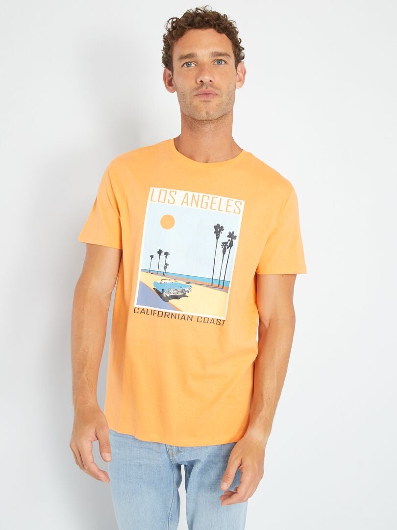 T-shirt en jersey avec print Orange 'Los Angeles' - Kiabi