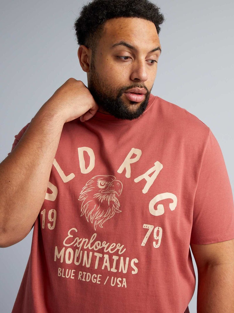 T-shirt en jersey avec print placé devant Marron - Kiabi