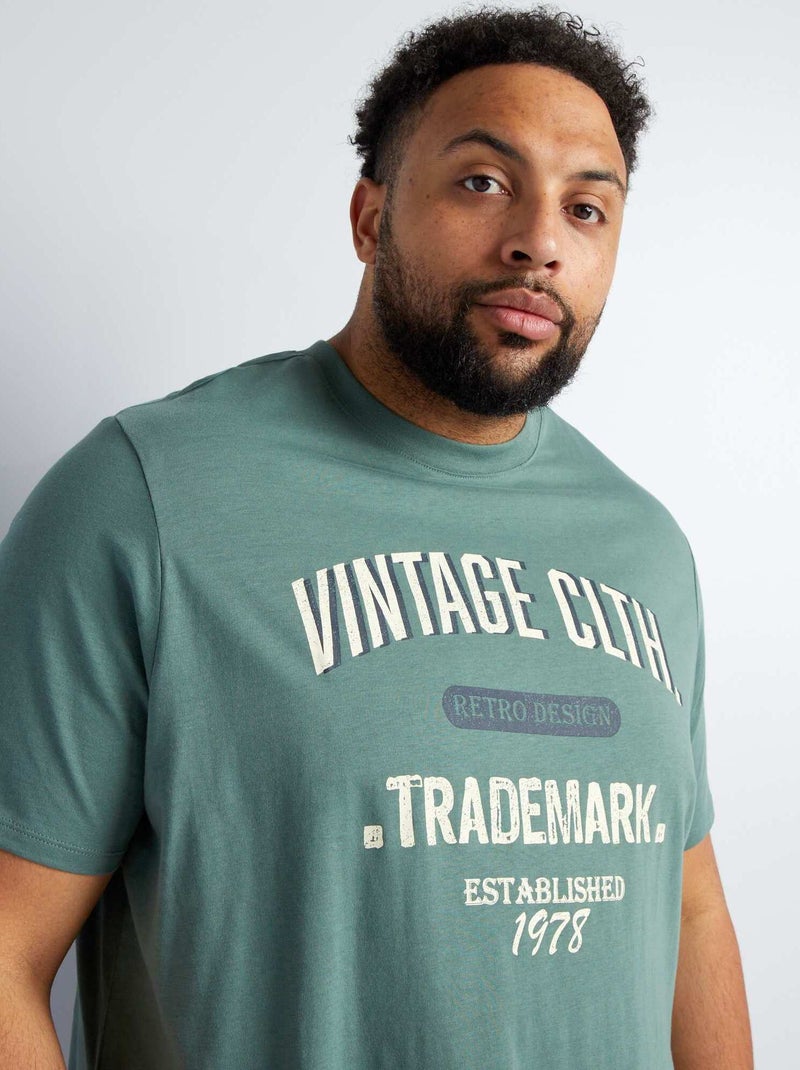 T-shirt en jersey avec print placé devant Vert - Kiabi