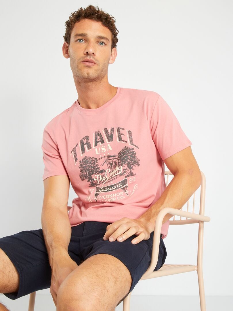T-shirt en jersey avec print Rose 'travel' - Kiabi