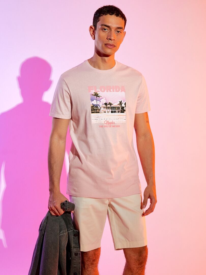T-shirt en jersey avec print Rose - Kiabi