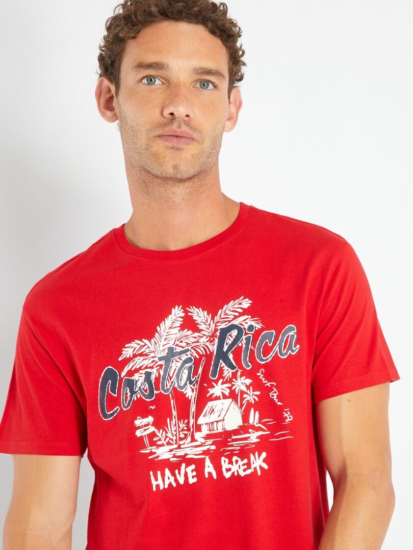 T-shirt en jersey avec print Rouge 'level' - Kiabi