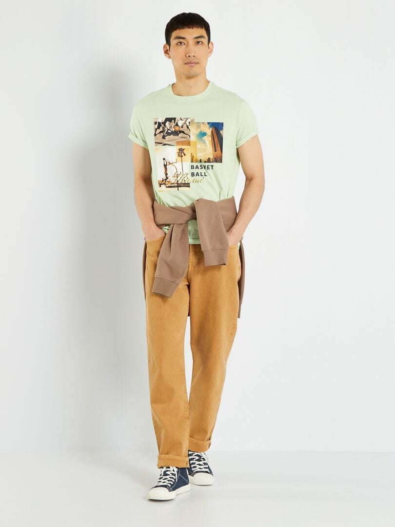 T-shirt en jersey avec print Vert 'basket' - Kiabi