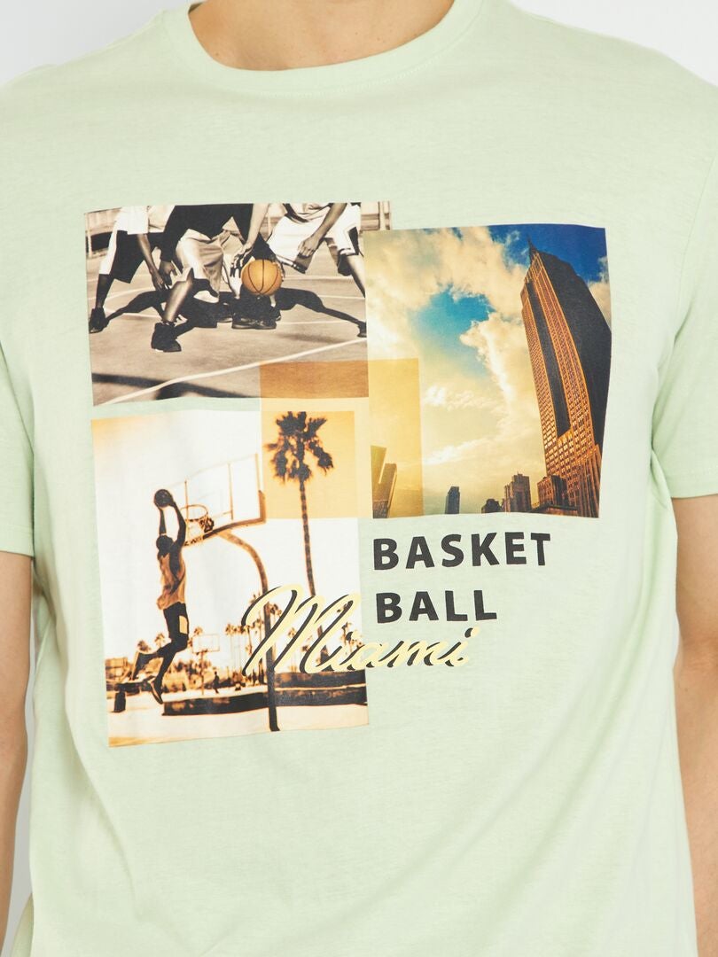 T-shirt en jersey avec print Vert 'basket' - Kiabi