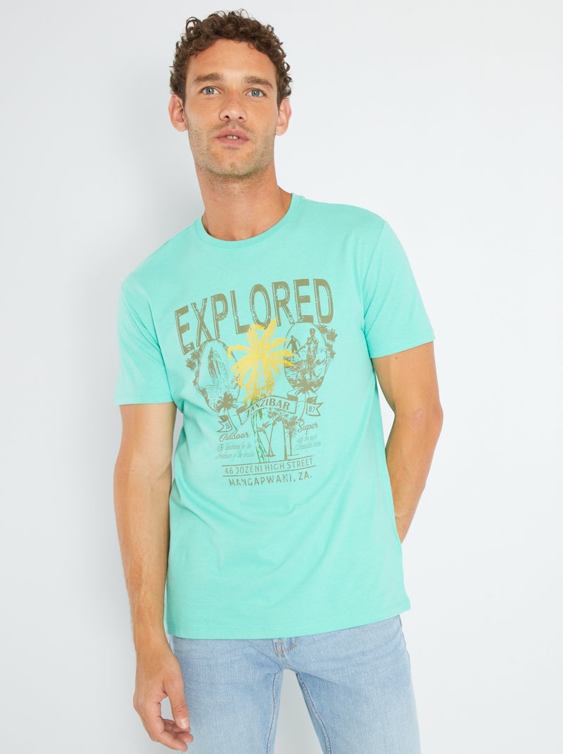 T-shirt en jersey avec print Vert 'explorer - Kiabi