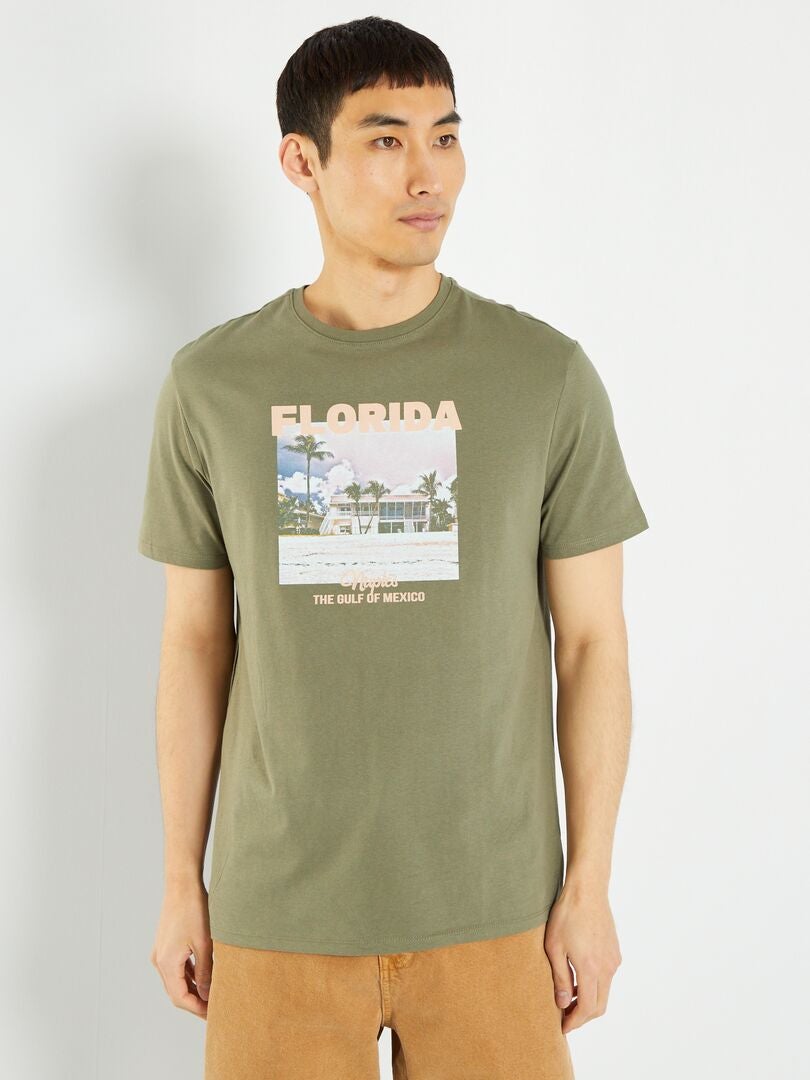 T-shirt en jersey avec print Vert - Kiabi