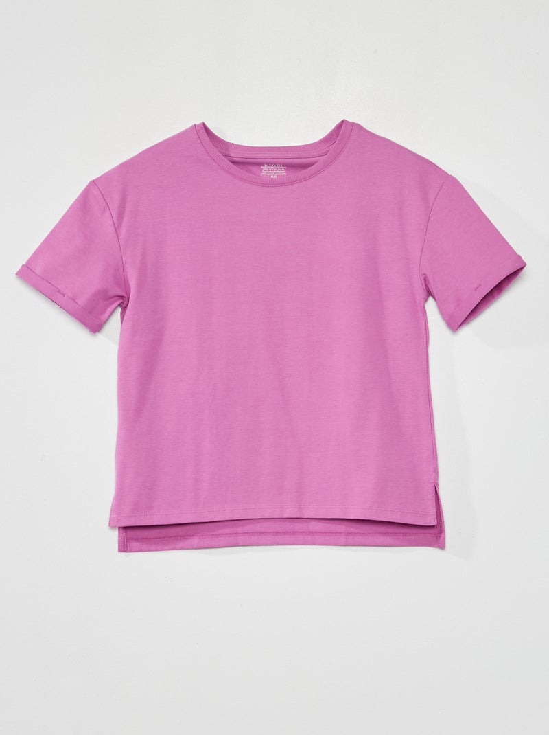 T-shirt en jersey avec revers Rose - Kiabi