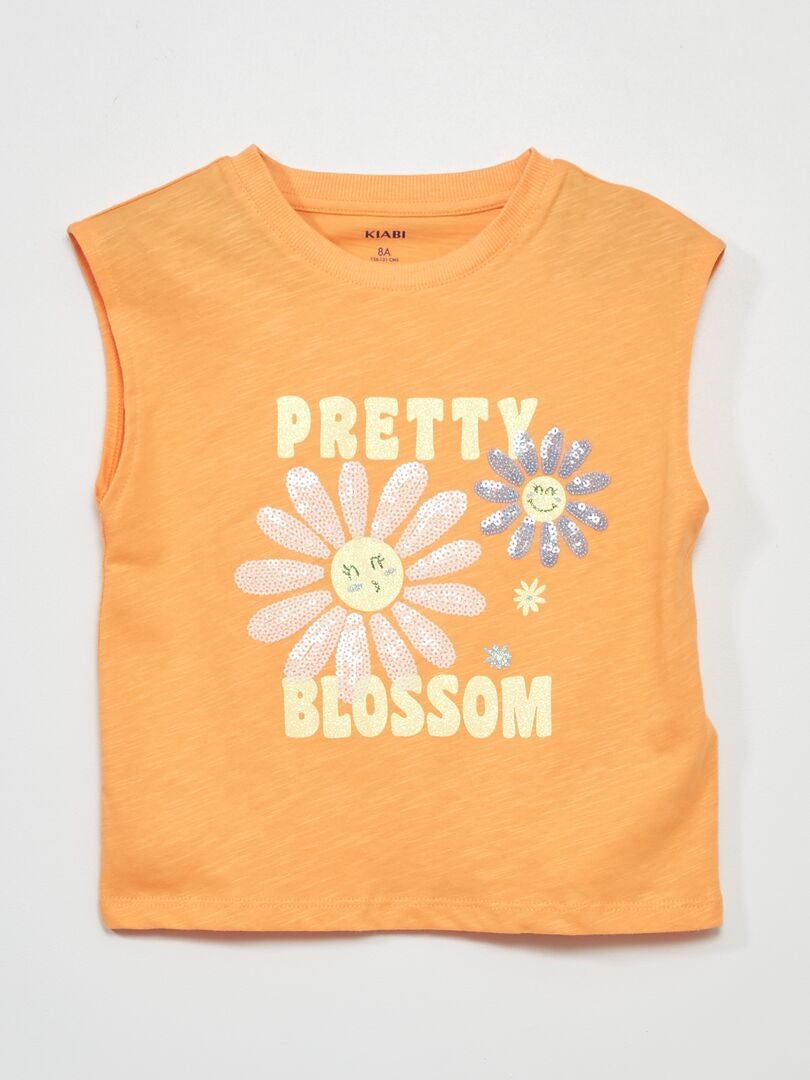 T-shirt en jersey avec sequins Orange - Kiabi