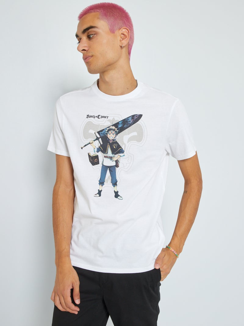 T-shirt en jersey 'Black Clover' blanc - Kiabi