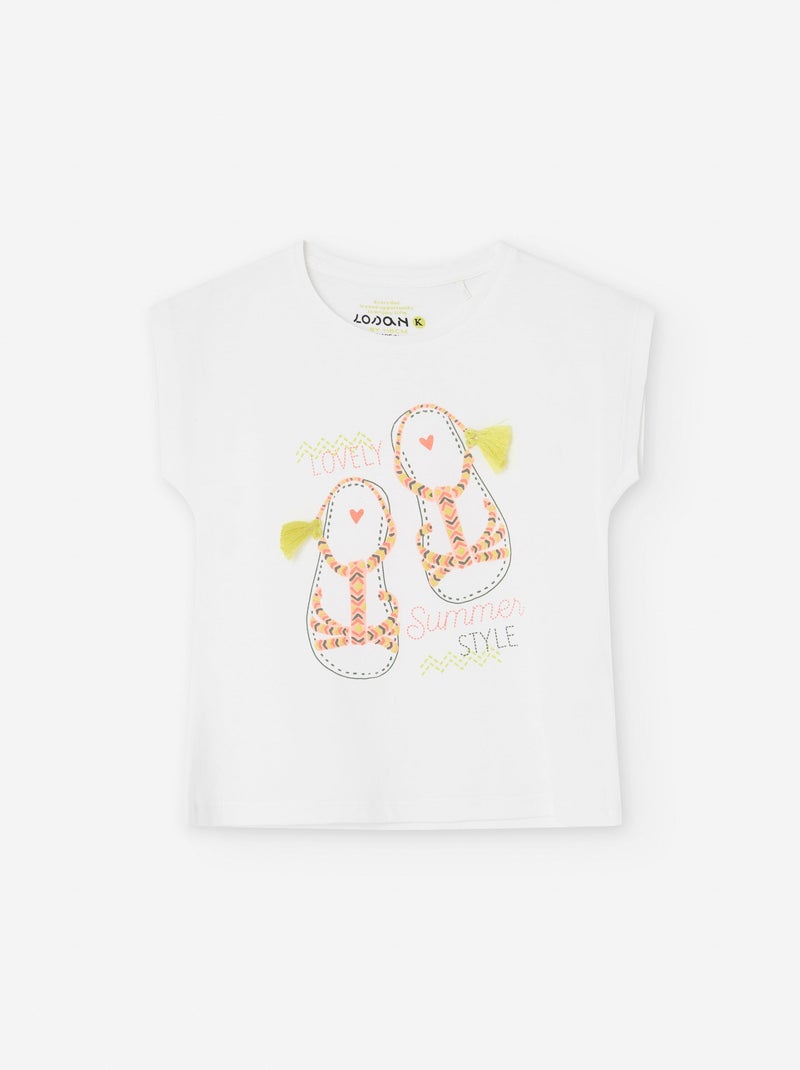 T-shirt en Jersey Blanc Ecru - Kiabi
