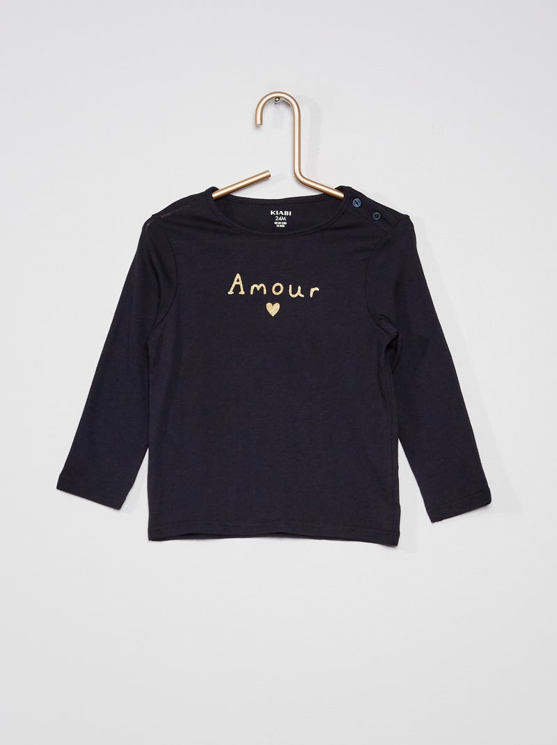 T-shirt en jersey bleu marine 'Amour' - Kiabi