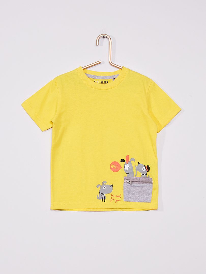 T-shirt en jersey 'chiens' jaune - Kiabi