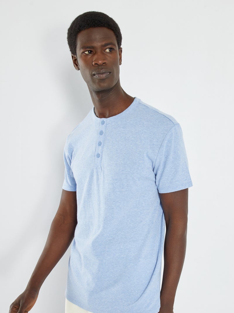 T-shirt en jersey chiné Bleu - Kiabi