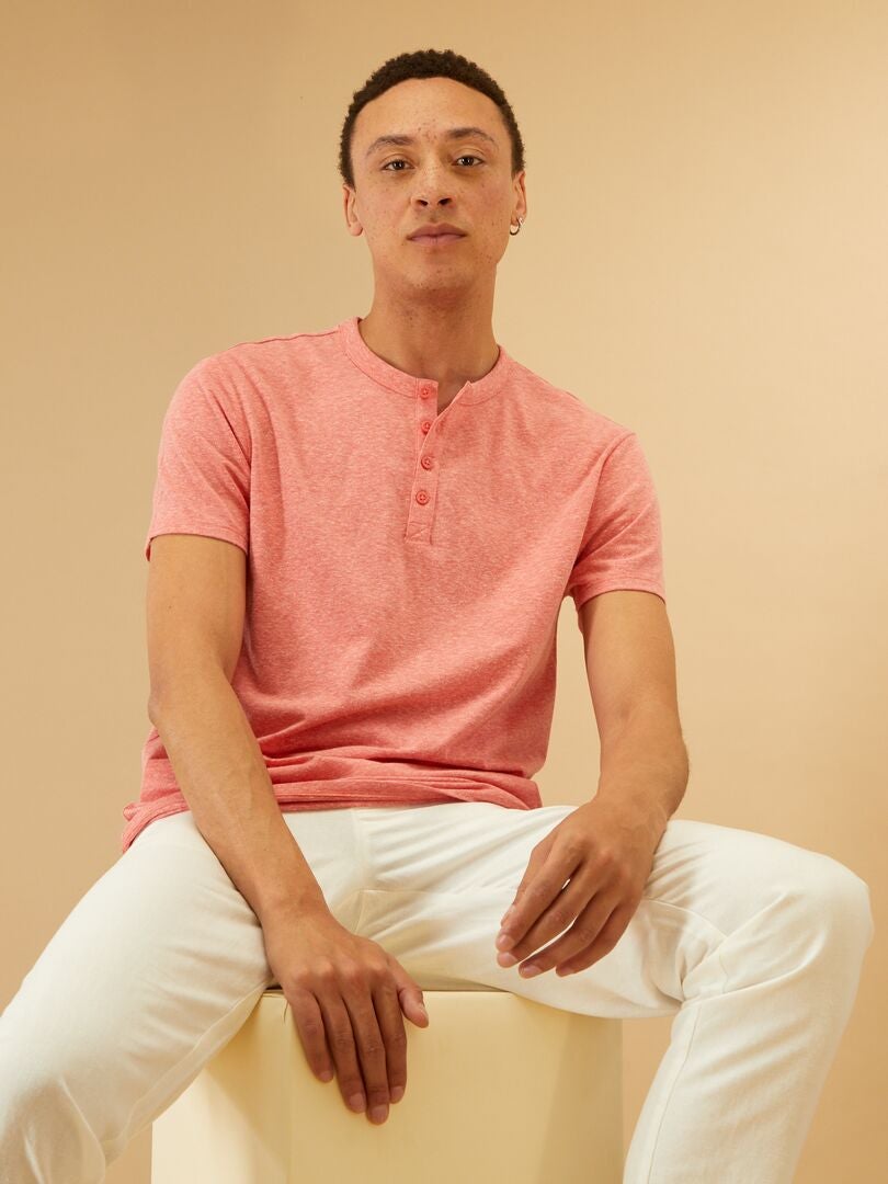 T-shirt en jersey chiné rose - Kiabi