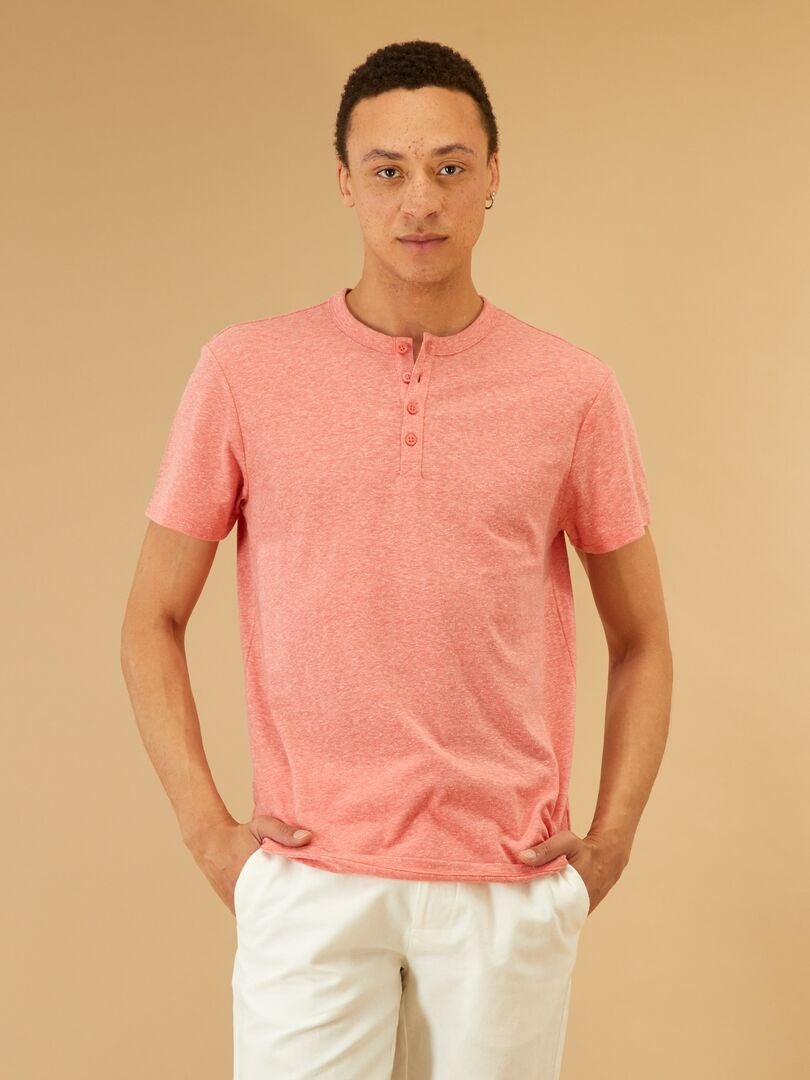 T-shirt en jersey chiné rose - Kiabi