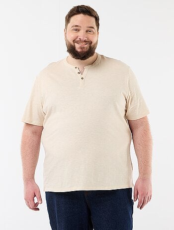 T-shirt en jersey col tunisien et manches courtes