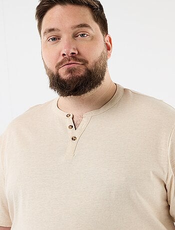 T-shirt en jersey col tunisien et manches courtes