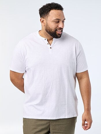 T-shirt en jersey col tunisien et manches courtes