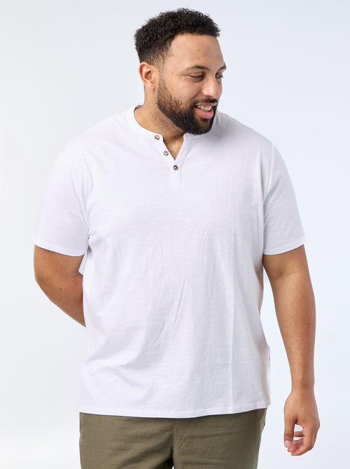 T-shirt en jersey col tunisien et manches courtes - Kiabi
